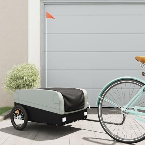AUVYI Fahrrad-Lastenanhänger Vielseitige Fahrradanhänger Modern Möbelbau Anhänger für den Transport Schwerer Güter Praktisches Design Robuste und Langlebige Schwarz und Grau 126x63x50 cm