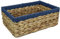 Rectangular Water Hyacinth Small baskets for storage Natural and Blue wicker basket shelves open Decorative gift box Small bathroom mini tray makeup bathroom Kitchen organiser (1, Large 32cm)