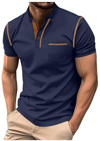 Men's Short Sleeve Polo Shirts Classic Contrast Color Thread Slim Fit Cotton Golf Tennis T-Shirt Barbour Shirt Men Halloween Long Sleeve top Men Khaki Vest Men