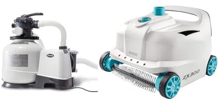 Intex filtre à sable sx2800 8m3/h pour piscine jusqu'à 56m3 & robot aspirateur fond et parois zx300