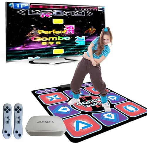 Damcoola Dance mat game, suitable for children and adults, TV music dance mat game, for exercise and play, the best gift, suitable for boys and girls aged 3 and above, red.