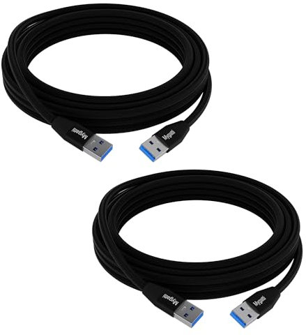 Mygatti Cavo USB 3.0 da 5 Gbps (1,5 metri, 2 pezzi), spina A a spina A, cavo in nylon, cavo doppio USB per trasferimento dati, hard disk, laptop, DVD, TV, hub USB e altro ancora