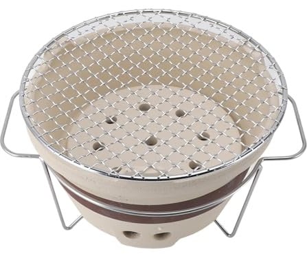 Keramik-Tonofen für Innen- und Außenbereich, Tisch-Holzkohlekocher mit Holzkohlegrill Funktion