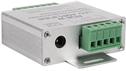 Amplificador de tira, 12 x 7 x 4 DC12 24 V 24 A RGBW, amplificador de señal de 4 canales de circuito de salida de aluminio, controlador de tira LED
