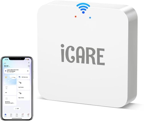 Puerta de Enlace Inteligente WiFi/Bluetooth para Cerradura Digital ICARE/Tuya/Smart Life - Control Remoto por App, Compatible con Alexa y Google Home