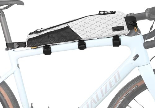 Rhinowalk Fahrrad Oberrohrtasche, Fahrradrahmentasche, wasserdichte Fahrradtasche, professionelles Fahrradzubehör für Mountainbikes, Rennräder (erweiterte Version), 2,1L, Weiß