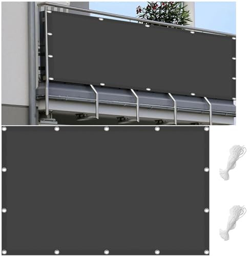 Sonnenschutz Sunsegel Sonnensegel Rechteck 0.7 x 5 m Sonnenschutz UV Schutz Windschutz, mit Seil Segeltuch Wasserdicht Sonnensegel Rechteckig Sonnenschutz, für Balkon Garten, Dunkelgrau