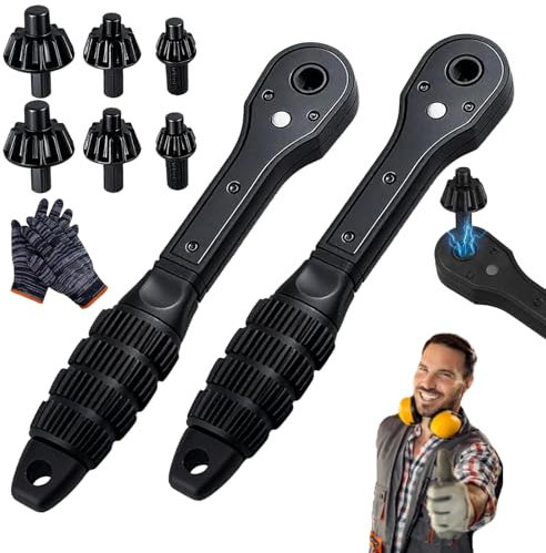 2 in 1 Drill Chuck Ratchet Spanner, Ratschen-Bohrfutterschlüssel mit Drei Gängen, Universeller Doppelkopf-Bohrfutterschlüssel-Ersatz für Bohrmaschinen und Elektrowerkzeuge (2 Stücke)