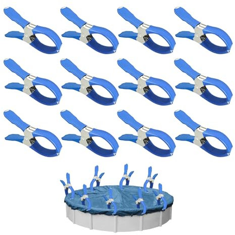 12 Piezas Abrazaderas Metálicas para Cubiertas de Piscinas, Abrazaderas con Película Protectora, Clips para Toldos y Lonas, Abrazaderas para Piscinas Elevadas, Abrazaderas para Fotografía, Lonas