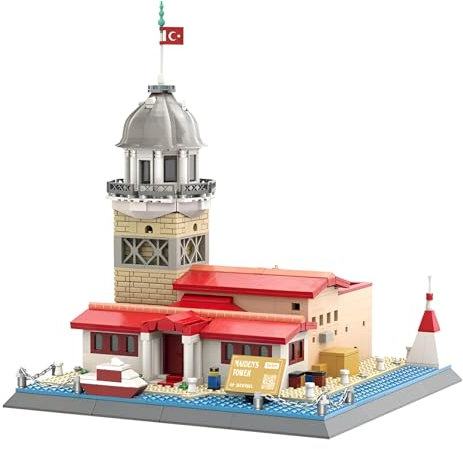 QuirkQuest Jungfrauturm Bausteine Bausatz, 903Stück Wahrzeichen BAU Modell Spielzeug, Romantik Leuchtturm Architektur Klemmbausteine Kit, Ideen Geschenke für Frauen Kinder Erwachsene