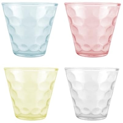 XURUIAU Regenbogen-Glasbecher-Set, 4 Stück, bunte Trinkgläser für Wasser, Wein, Bier, Eistee und andere Getränke, Kristallglasbecher in klar, gelb, blau, rot, grün, lila, zufällig gemischte Farben