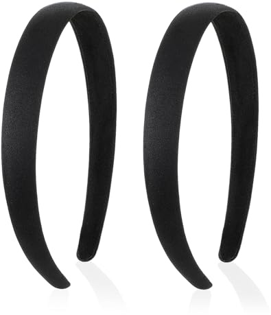2 Stück Gepolsterte Einfaches Stirnband Rutschfestes Haarband Haarreifen Hartes Kunststoff-Kopfband Mode Bequeme Stirnbänder Einfarbig Gedehnt Kopfbedeckung Retro Dünne Haarbänder (Breite 2,5 cm)