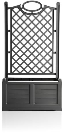 Fioriera con Spalliera da Giardino Separè in Legno 80 cm (ferro battuto)