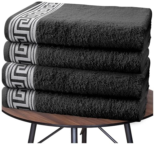 GC GAVENO CAVAILIA Luxury Bath Towels 4 Piece - Ultra Soft, Fluffy 100% Egyptian Cotton Towel Set - Quick Dry & Highly Water Absorbent Bathroom Towels - 500 GSM Large Towel (70x120 cm) - Charcoal