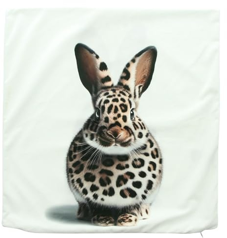 FRANK FLECHTWAREN Kissenhülle Hase Leo, Rückseite mit passender Rückansicht, eingearbeiteter Reißverschluss, 100% Polyester, Made in Europe Maße: 45 x 45 cm, ohne Füllung