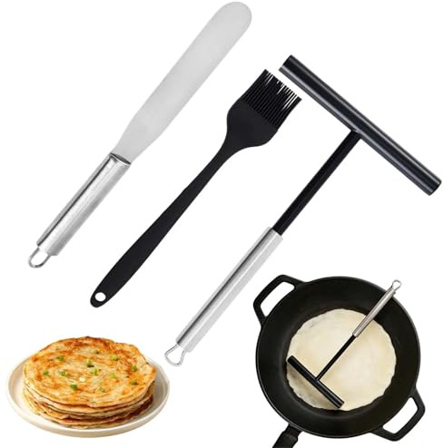 Crepe Verteiler 3 Stück Hochwertiger Crepe Werkzeuge Set, Crepes Verteiler und Wender Crepe Zubehör zum Verteilen und Wenden - ein unverzichtbares Backzubehör für die Profiküche