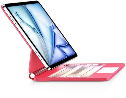 ALIWLHOF for iPad 9th Generation Case with Keyboard,Magic Magnetic Keyboard Case for iPad 10.2 9th/8th/7th Gen & Air 3,Pro 10.5, Multi-Touch Trackpad - Backlit (Rose Red)