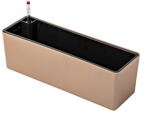 Folpus Jardinière Rectangulaire Boîte à Fleurs Auto-arrosante Pot de Jardinage Moderne avec Indicateur d'eau Adaptée pour Rebord de Fenêtre Balcon Salon Déco, Or Rose