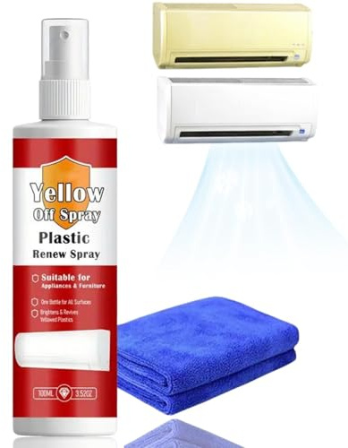 100ml Powerful Plastic Yellowing Remover,Plastic Cleaner Spray,Air Conditioner Plastic Cleaner for Stubborn Stains,Powerful Agent for Multi-Surface Plastic Restorer,for Air Conditioner,Toilet Seat