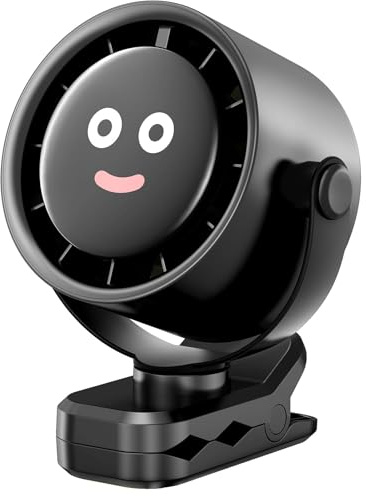 Aduarjo USB-C Ventilator Wiederaufladbar mit Klemme Tischventilator | 5 Geschwindigkeiten, LED Display, 360° Drehung, Tragbar & Aufhängbar, Für Camping Kinderwagen Büro