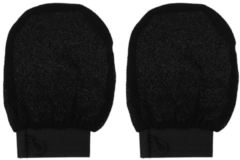FRCOLOR Peelinghandschuhe mit Massageeffekt 1 Paar für Körper Schwarze aus Viskose und Einfache Reinigung für Bad und Körperpflege