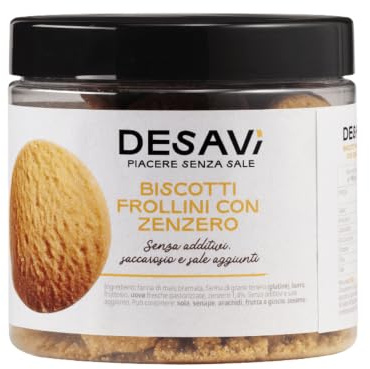 Desavì Biscotti Frollini al Zenzero Made in Italy, 200 Grammi, Senza Conservanti, con Farina di Frumento, Burro e Zucchero