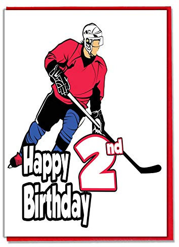 Ice Hockey Glückwunschkarte zum 2. Geburtstag, für Jungen, Sohn, Enkel, Freund, Neffe, Bruder
