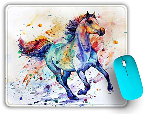 Mouse Pad with Precision Stitched Edge, Painted Horse Running Horse Printed Pattern Mousepads, Premium-Textured Mouse Mat, Non-Slip Rubber Base Mousepad for Computers, Laptop, Gaming, Office & Home