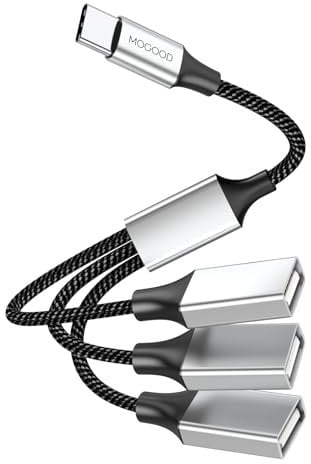 Adattatore per cavo USB C maschio a tre USB femmina,da tipo C a 3 tipo A 2.0Port Splitter Dongle cavo convertitore connettore multiplo multi hub per MacBook,iPad Pro Air,Microsoft Surface Go,PC,laptop