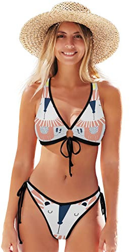 Roi Lion Endormi Bikini Deux Pièces Femme Maillot de Bain 2 Pièce Tenue de Plage Swimsuit pour Filles