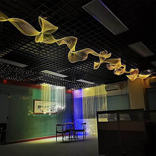 LED Fiber Optic Mesh Light Kits for Party Halloween - Optical Fibre Netting Light Up Ceiling Christmas Trees for Hotel Office Home Room Fall Decorations (6 Meters mesh + Remote)