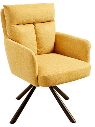 Riess Ambiente Drehbarer Retro Stuhl Big George - senfgelb - mit Armlehnen und Bonellfederkernpolsterung