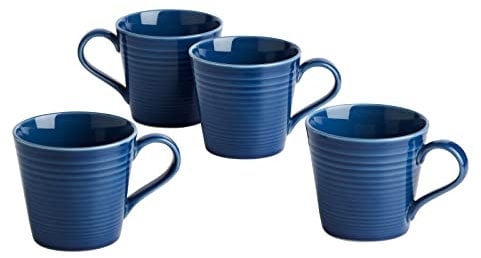 Royal Doulton Mugs, Stoneware, Designed to Mix & Match, Gordon Ramsay Maze Mug 400ml/13.5flo, z Denim, Set of 4, Blue