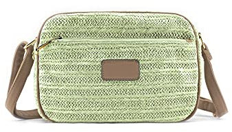 MODELISA - Bolso Bandolera Rafia Estilo Casual Paja Hombro Ajustable Crossbody Mujer (Verde)