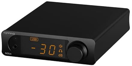 Topping MX3S Amplificateur DAC 192kHz/24Bit supportant l'entrée Bluetooth 62W*2 Merus Class D 700mW*2 HPA Power Auto on/Off avec télécommande (Noir)