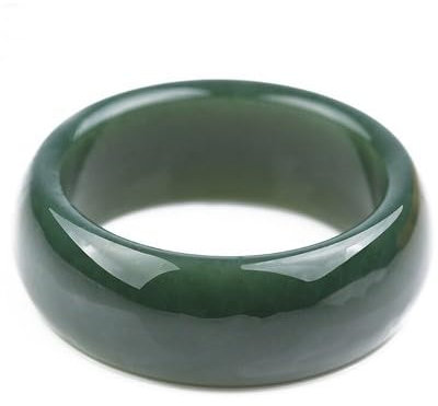 100% natürliche hetian schwarz grün jade ringe jadeit ring männlichen und weiblichen jade ring jade geschenk ringe marke männer frauen echte jade (size : 19mm)