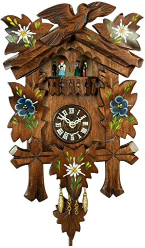 Trenkle Kuckulino Schwarzwalduhr Schweizerhaus mit Quarzwerk und Kuckuckruf, drehende Tänzer