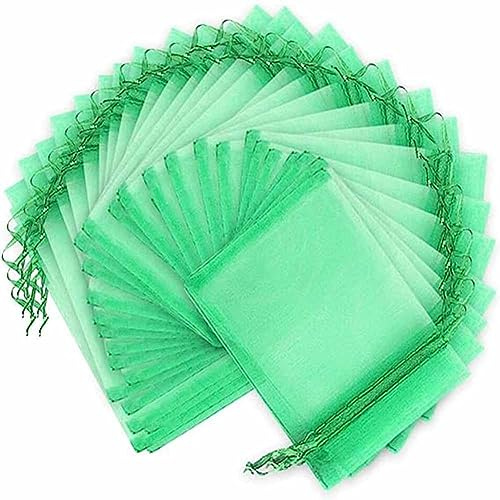 SHTGOI 20 Stück Traubenschutzbeutel Obst Schutzbeutel Organzabeutel mit Zugband Garten Netzbeutel Weintrauben Schutzbeutel Fruchtbeutel Zum Schutz vor Wespen, Vögel und Fliegen 30 * 40cm Dunkelgrün