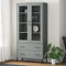Homgoday Bücherregal mit Beinen Metall Grau 85 x 35 x 172,5 cm Massivholz Oslo Schrank Bücherregal Vitrine Bücherregal Vertikal Platzsparend Bücherregal für Wohnzimmer Büro