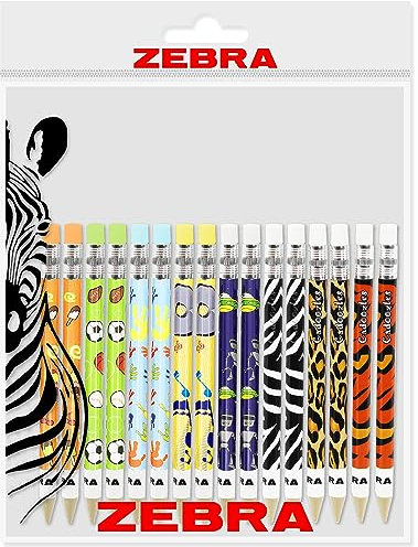 Zebra Cadoozle Mini Mechanical Pencil - 0.7mm Lead - 2 of Each Barrel - Pack of 16 - In Zebra Packaging