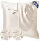 Seiwohl Satin Kissenbezug 65x65 2er Set, Weich wie Seidenkissenbezug Silk Pillowcase, Vegane Seide Kopfkissenbezug Kissenhülle Seidenkopfkissen für Haar und Haut mit 2 Haargummis, Beige