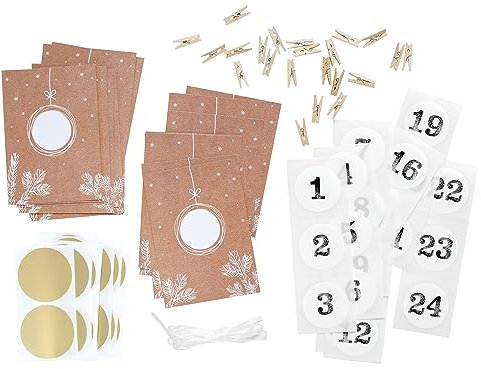 Mimi und Anton RUBBEL Adventskalender zum Rubbeln | Bastelset 97 Teile | Zeit statt Zeug | KRAFTPAPIER Look mit Tannezweig,Tannenbaum | Gutschein-Kalender im Nordic Stil