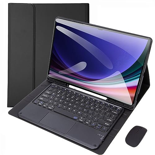 VLEAQC Custodia con Tastiera e Mouse per Samsung Galaxy Tab S9 Ultra 2023 14,6 Pollici (SM-X910/X916B/X918U), Tastiera Bluetooth Rimovibile con touchpad, Cover Sottile e Leggera,Nero