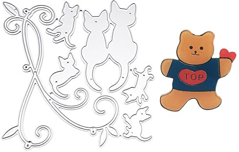 1 troquel de corte, 1 broche con forma de animal, forma de gato, molde para hacer tarjetas, troqueladora, fabricación de álbumes de recortes, fabricación de regalos (plata)