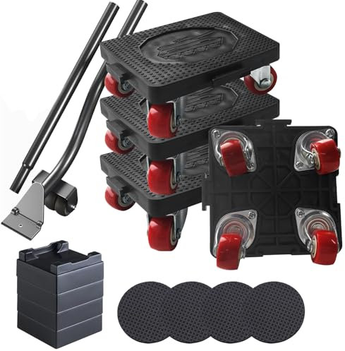 ToKinCen Furniture Movers 1 roller crowbar with 1 extension bar for it, and 4-Caster Furniture Dollies for Moving Furniture Lifting,Sofa,Refrigerator