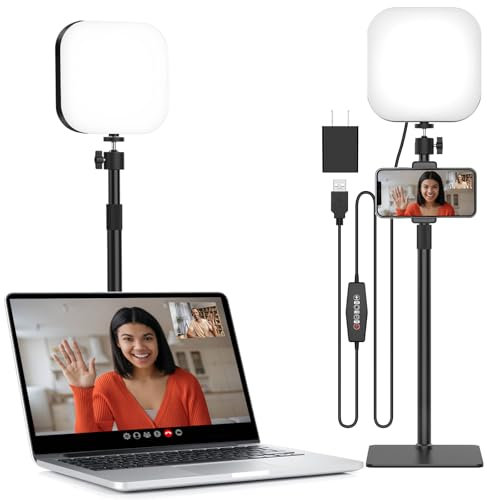 Mojimdo 180 LED Videolicht mit Handyhalter, Videoleuchte mit 3 Farben & 5 Helligkeitsstufen, USB-betriebenes Key Licht für Videokonferenzen, Zoom Meetings, Live Streaming, Videoaufnahmen