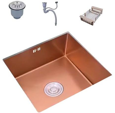 Fregadero Cocina 1 Seno con Escurridor 304 Fregadero Acero Inoxidable, Fregadero Bajo Encimera o sobre Encimera con Filtro De Drenaje, Acero Inoxidable,(A,38 * 26)