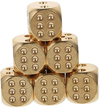 WHAMVOX 6stücke Messing Spielwürfel Bastelwürfel Kleine Würfel Würfelspiel Requisiten Für Partys Und Aktivitäten
