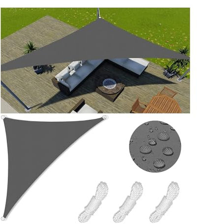 Sonnensegel Wasserdicht Dreieckig Viele Farbe Größe Balkon Sonnenschutz 98% UV Schutz Segeltuch Sonnensegel Markise Reißfest Wetterfest mit D-Ring und Kordel für Balkon Terrasse Garten 2.5x2.5x3.6M