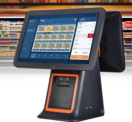 Smart-Touchscreen-Registrierkasse (Kaufen Sie es selbst) Touchscreen-Registrierkasse mit einer Auflösung von 1366 x 768, SSD 64 GB, Touchscreen-Monitor für die Registrierkasse im Restaurant,Black